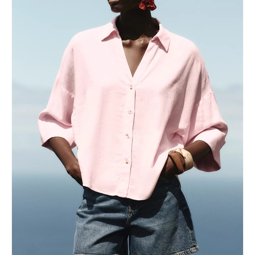 Zara Light Pink Button-Down Shirt